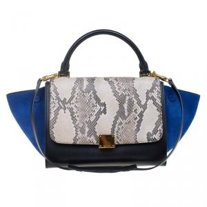 Celine Tri Color Python and Suede Small Trapeze Bag