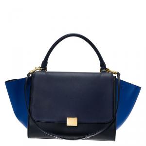 Pre Owned Celine Tri Color Leather Medium Trapeze Bag