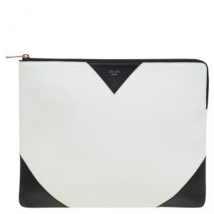 Pre Owned Celine Bi Color Leather Large Coeur Clutch