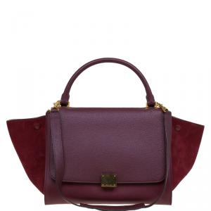 Pre Owned Celine Tri Color Leather and Suede Medium Trapeze Tote