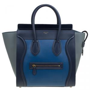 Pre Owned Celine Tricolor Leather Mini Luggage Tote