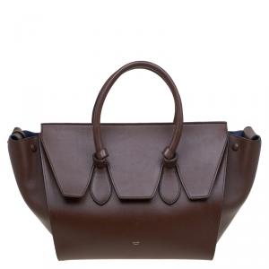 Pre Owned Celine Brown Leather Medium Tie Tote