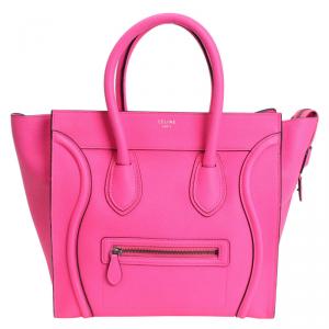 Celine Pink Pebbled Leather Mini Luggage Tote Bag