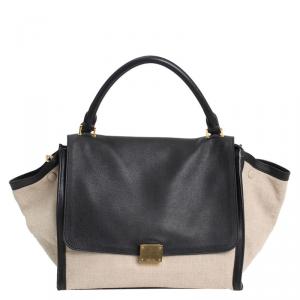 Pre Owned Celine Bicolor Canvas and Leather Trapeze Bag