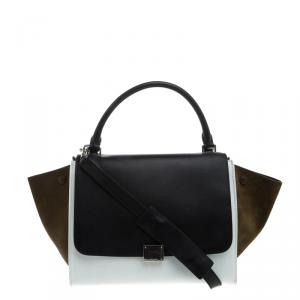 Pre Owned Celine Tricolor Leather and Suede Medium Trapeze Tote