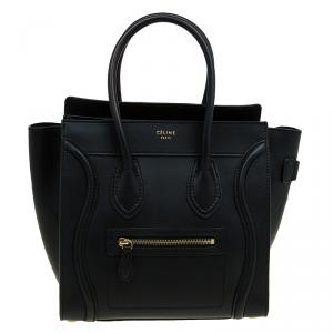 Celine Black Smooth Leather Micro Luggage Tote