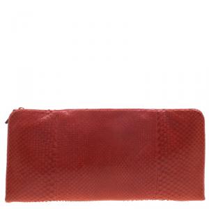 Pre Owned Celine Red Python Vis a Vis Evening Clutch