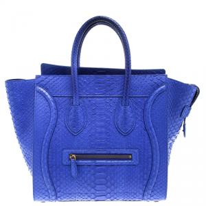 Pre Owned Celine Indigo Python Mini Luggage Tote