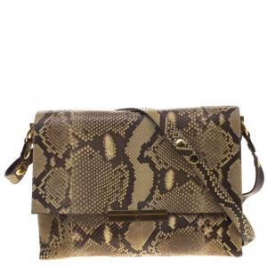 Pre Owned Celine Beige Python Blade Shoulder Bag