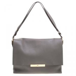 Pre Owned Celine Dark Grey Leather Blade Shoulder Bag