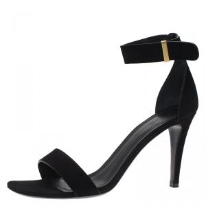 Pre Owned Celine Black Suede Ankle Strap Sandals Size 40