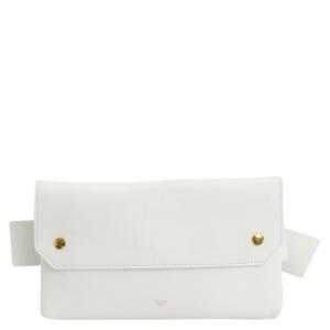 Celine White Calfskin Leather Bum Waist Bag