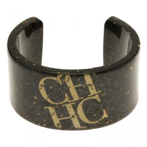 Pre Owned CH Carolina Herrera Brown and Gold Resin Bangle Bracelet