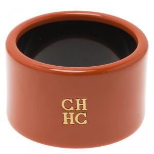 Pre Owned CH Carolina Herrera Orange Extra Wide Cuff Bracelet 