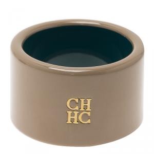 Pre Owned CH Carolina Herrera Beige Extra Wide Cuff Bracelet