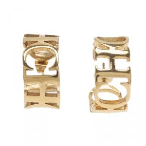 Pre Owned Carolina Herrera CH  Gold Tone hoop Earrings