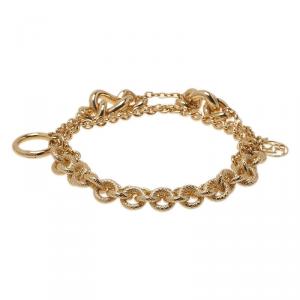 Pre Owned Carolina Herrera CH Multi Chain Gold Tone Bracelet