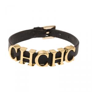 Pre Owned  Carolina Herrera CH Logo Leather Bracelet