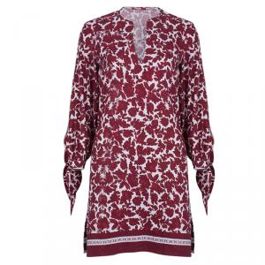 Pre Owned CH Carolina Herrera Red Floral Silk Dress S