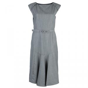 CH Carolina Herrera Grey Wool Belted Dress L