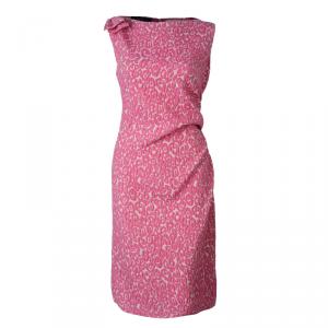 CH Carolina Herrera Pink Leopard Print Sleeveless Dress L