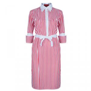 Pre Owned CH Carolina Herrera Red and White Long Sleeve Dress S