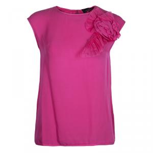 Pre Owned CH Carolina Herrera Pink Silk Top S
