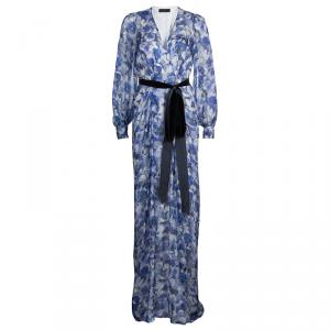 Pre Owned CH Carolina Herrera Lavender Printed Wrap Maxi Dress S