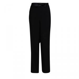 CH Carolina Herrera Black Bow Detail Wide Leg Trousers M