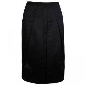 CH Carolina Herrera Black Inverted Pleat Detail Skirt L