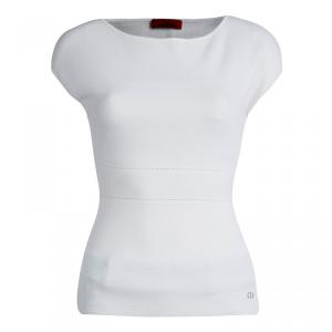 Pre Owned CH Carolina Herrera White Knit Top XS