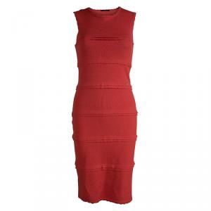 Pre Owned CH Carolina Herrera Red Sleeveless Fitted Dress XS