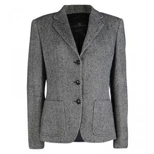 CH Carolina Herrera Monochrome Herringbone Skirt Suit L