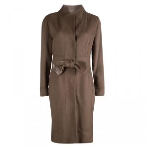 Pre Owned CH Carolina  Herrera Brown Cashmere Bow Detail Coat M