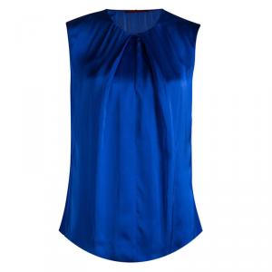 Pre Owned CH Carolina Herrera Electric Blue Silk Sleeveless Top M