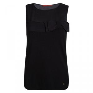 Pre Owned CH Carolina Herrera Black Bow Detail Sleeveless Top XS
