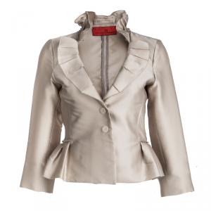 Pre Owned CH Carolina Herrera Beige Ruffle Detail Jacket S