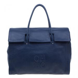 Pre Owned CH Carolina Herrera Blue Leather Tote