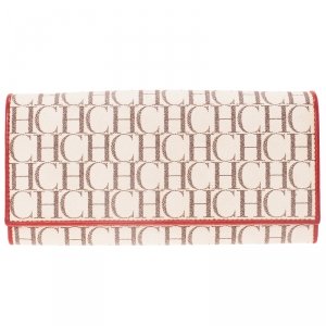 Pre Owned Carolina Herrera Beige Monogram Canvas Continental Wallet