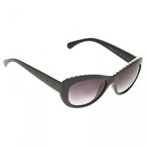 Pre Owned Chanel Black 6038 Pearl Embellished Cat Eye Sunglasses