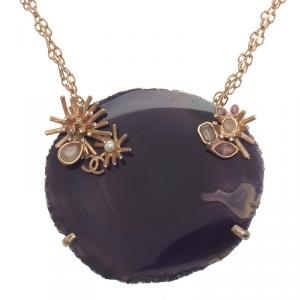 Pre Owned قلادة شانيل ستاربرست بدلاية إيغات دائرية أبيض وأزرق CC