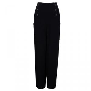 Pre Owned Chanel Black Tweed Trousers M