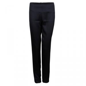Pre Owned Chanel Black Silk Straight Fit Trousers M