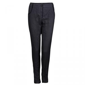 Chanel Black Cotton Mesh Lined Trousers L