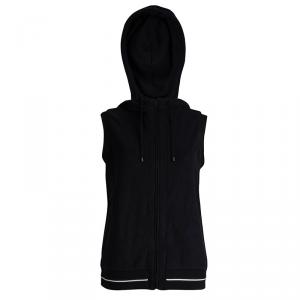 Chanel Black Terry Sleeveless Hooded Vest L