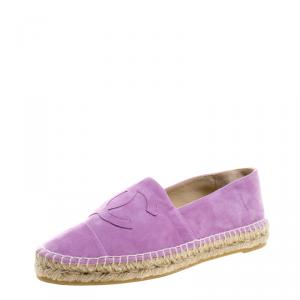 Pre Owned Chanel Purple Suede CC Espadrilles Size 39