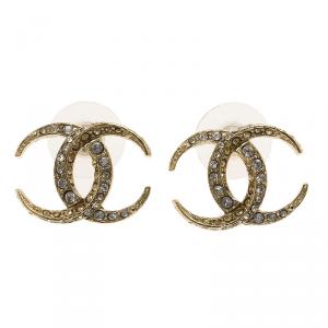 مملوكة مسبقًا Chanel CC Moon Crystal Stud Earrings