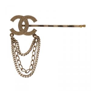 Pre Owned Chanel CC Chains Gold Tone Hair Pin