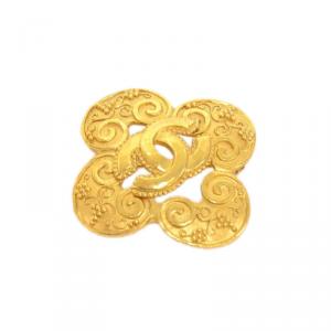 مملوكة مسبقًا Chanel CC Vintage Gold Tone CC Brooch