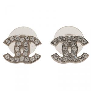 Pre Owned Chanel CC Crystal Medium Stud Earrings